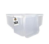 FixedByU Cubo con tapa, 10 unidades, 5 L, transparente, cuadrado, cubo de plástico apto para alimentos, hermético y estable, mango y tapa vacíos, apto para alimentos, apto para alimentos