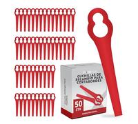 FixedNow 50 cuchillas de repuesto compatibles con desbrozadoras Einhell | piezas de repuesto para cuchillas de plástico | Apto para modelos Einhell GE GC BG RG y más