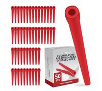 FixedNow 50 cuchillas de repuesto compatibles con desbrozadoras Gardena, piezas de repuesto para cuchillas de plástico, aptas para Gardena Accucut Smallcut Easycut Comfortcut y más