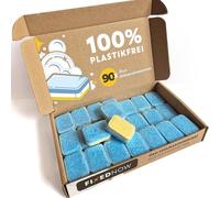 FixedNow 90 x pastillas ecológicas para lavavajillas sin plástico, todo en uno, para todo el trimestre, aroma a limón, tres capas, pastillas para lavavajillas