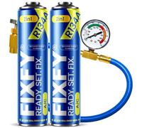 FIXFY 2W1 - Kit de recarga de aire acondicionado con manguera manómetro, repuesto de gas R134a/R12 con aceite - 2 latas de 500 ml - Kit de autollenado para vehículos 1995 - 2016