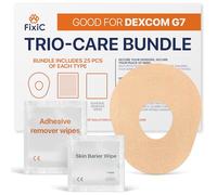 Fixic Trio-Care - Paquete de 75 piezas - 25 parches adhesivos G7, 25 toallitas de barrera para la piel, 25 toallitas removedoras de adhesivo, una solución definitiva para tu sensor
