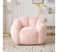 Fiximaster Puf para Adultos con Relleno, Puff con Forma de petaleno, Bolso Grande de Piel sintética, cómodo sillón, Espuma de Alta Densidad, Dormitorio, Sala de Estar, Rosa