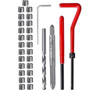 Fixinus Juego de reparación de roscas de acero inoxidable, 30 unidades, M5 x 0,8 mm, juego de reparación de roscas Helicoil Coil compatible con herramientas de mano para reparación de coches