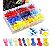 FIXITOK 160 Piezas T-Tap Rápido Terminales Kit, 60pcs T-Tap Terminal Rapida + 60pcs Terminal Macho de Desconexión Rápida Aislado + 40pcs Scotch Lock Empalme Rápido(Rojo/Azul/Amarillo)