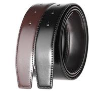 FixizY Cinturón con Hebilla de Cuero de vaca Reversible de Doble cara de 3,4cm de Ancho sin Hebilla para Hombres Cinturón de Personalidad con Agujeros, 110cm, Talla única