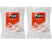 FIXO Color - Cinta Adhesiva Colores, Blanco Opaco, 19mmx33mm, Fácil de Cortar con Manos, Acabado Brillo, Perfecta para Manualidades Escolares, Decoraciones o Regalos (Paquete de 2)
