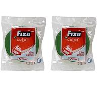 FIXO Color | Cinta Adhesiva Colores | Verde Opaco | 19mmx33mm | Fácil de Cortar con Manos | Acabado Brillo | Perfecta para Manualidades Escolares, Decoraciones o Regalos (Paquete de 2)