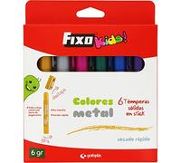 Fixo Kids. 35199 Caja de 6 Témperas Sólidas en Stick, Colores Surtidos Metal