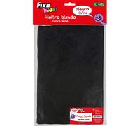 Fixo Kids 40010. Bolsa de 10 Planchas de Fieltro Blando, Negro, 20 x 30 cm, 1,75mm Grosor