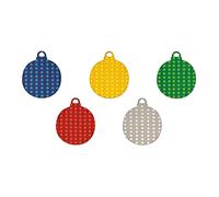 Fixo Kids 42699. Paquete de 5 Láminas de Goma EVA Metalizada, Troqueladas, Colores: Azul, Amarillo, Blanco, Rojo y Verde, Bolas Navidad
