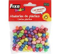 Fixo Kids 68004300. Bolsa de Abalorios de Plástico, Corazones, 40 Gramos, Colores Surtidos, Perfectos para Manualidades