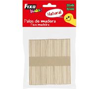 Fixo Kids 68005200. Pack de 50 Palos de Madera Natural Finos, 11,4cm