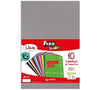 Fixo Kids | Bolsa Goma EVA Grande Gris | 10 Láminas 40x60 cm | Grosor: 2mm | Ligeras y Flexibles | Perfectas para Manualidades Escolares, Disfraces y Decoraciones