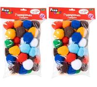 Fixo Kids Set de 52 Pompones Manualidades Grandes | 5 cm Diámetro | Colores Surtidos | Material de Manualidades Perfecto para Actividades Escolares con Niños (Paquete de 2)