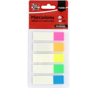 Fixo Notes - 125 Marcadores Adhesivos de Plástico Traslúcidos y Reposicionables, 12x45mm, Colores Flúor, Escribir con Lápiz o Boli, Resistentes al Agua, Perfectos para Estudiantes