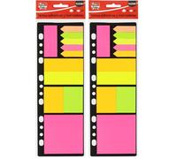 Fixo Notes - Set de Notas y Marcadores Adhesivos, Colores y Tamaños Surtidos Archivadores 4 Anillas a4, 25 Hojas por Bloc, 11 Blocs, Organizar Apuntes (Paquete de 2)