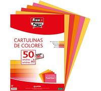 Fixo Paper 00001794 - Paquete de cartulinas de colores A3 - Surtido de colores fuertes I, 50 unidades, 180g