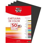 Fixo Paper - Paquete de 50 Cartulinas Negras A3, 180 gramos