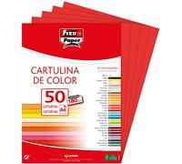 Fixo Paper - Paquete de Cartulinas A4 - 50 Unidades Color Rojo, 180 Gramos