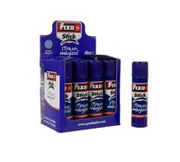 Fixo - Pegamento en Barra Fixo Stick, 12 Unidades Pack de Pegamento Escolar, Trazo Morado como Guía del Pegamento, Transparente en Seco, 40 gramos por Barra, Manualidades Infantiles y Material Escolar