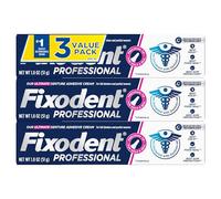 Fixodent Professional Ultimate - Crema adhesiva para dentaduras postizas completas y parciales, 1.8 onzas, paquete de 3