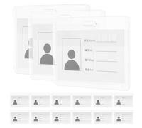 FIXOSHEE 15 piezas Porta Tarjetas Identificación Transparente Horizontal Unidades Funda para Tarjetas de Oficina y Empleados Protector Plástico Resistente para Credenciales y Documentos