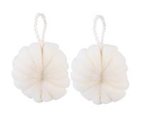 FIXOSHEE 2 piezas Bolsa de Malla Exfoliante para Ducha Unidades Esponjas Grandes Forma de Pétalos Beige Suaves y Duraderas para Eliminar Piel Muerta y Limpiar Cuerpo con Gel de Baño