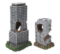 FIXOSHEE 2 Piezas Decoración para Pecera Castillo Ruinas Resina Cueva Refugio Realista para Peces y Camarones Construcción Robusta y Fácil Limpieza Adorno Urbano para Acuario