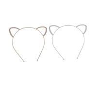 FIXOSHEE 2 piezas Diademas con Orejas de Gato para Niñas de Plata y Accesorio de Pelo Animal con Brillantes para Fiesta Cosplay y Regalo