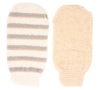 FIXOSHEE 2 piezas Guantes Exfoliantes de Baño Manoplas de Lavado Lino para Masaje Corporal Eliminación de Células Muertas y Mejora Circulación Aptos para Adultos Resistentes y Cómodos