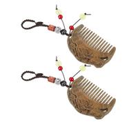 FIXOSHEE 2 Piezas peigne de bourse pour femme pour mujeres peigne de pelo de sándalo lindo de bourse de cabello de hommes de cuero cabelludo Dark Brown