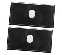 FIXOSHEE 2 Piezas Placa de Identificación de Oficina Triangular Negra 10X20 CM, Soporte Doble Cara para Mesa, Pack 2 Unidades, Portanombres Transparente para Sala de Reuniones y Eventos