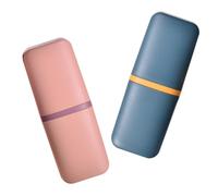 FIXOSHEE 2 Piezas Portavasos de Cepillo de Dientes para Viaje Estuche Portátil Resistente con Tapa para Cepillo y Pasta Multifuncional para Baño Escuela y Viajes de Negocios Colores Azul