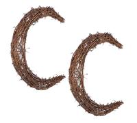 FIXOSHEE 2 Piezas Rattan Wreath Frame Natural Vine Moon Shape Crescent DIY Craft Supplies Wall Hanging Decoration For Christmas Holiday