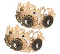 FIXOSHEE 2piezas Adorno Cabello de Tai Chi Monedas Tocado Asiático Accesorios Chinos Cabello Palitos Vintage Tocado de Estilo Antiguo Chino Obsequio para Mujeres y Hombres