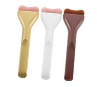 FIXOSHEE 3 Piezas Brocha Plana para Base Líquida 3 Piezas, Cerdas Suaves de Nailon, Cabezal Ultrafino Ensanchado en Forma de Lengüeta, Colores Café, Beige y Dorado, Aplicador para