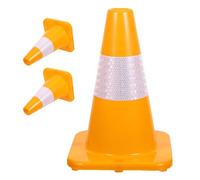 FIXOSHEE 3 Piezas Conos de Tráfico de Seguridad Amarillos 30 CM, Set de 3 Piezas con Collar Reflectante, Conos de Carretera Portátiles para Control de Tráfico y Señalización en Construcción