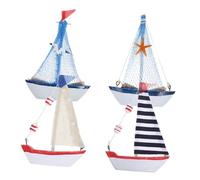 FIXOSHEE 4 Piezas Adornos de Botes de decoración Adornos de Playa Decoracion Marinera estatuilla de Barco de Vela Mini Decoraciones náuticas Conchas Naturales