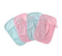 FIXOSHEE 4 piezas Manoplas de Baño para Niña Suaves y Dobles Caras con Anillo para Pulgar Antideslizante Ligeras y Portátiles para Recién Nacidos Uso Casa y Viaje Color Color Aleatorio