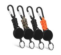 FIXOSHEE 4 Piezas Retráctil Extensible con Mosquetón para Senderismo Cuerda Resistente y Rápido Incluye Colores Negro y Naranja para Actividades al Aire