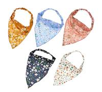 FIXOSHEE 5 piezas Diademas Elásticas Triangulares con Estampado Floral para Mujer Pañuelos de Cabeza Cómodos y Transpirables para Diario Fiestas y Maquillaje