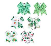 FIXOSHEE 6 piezas Lazos Elásticos para Cabello con Lazo Estampado Temática Día de San Patricio Accesorios Suaves y Seguros para Niñas para Uso Diario y Fiestas Infantiles