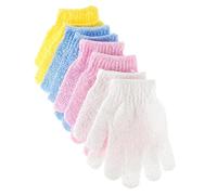 FIXOSHEE 8 piezas Guantes Exfoliantes de Doble Cara para Baño y Masaje Corporal Unidades por Color Amarillo Azul Rosa Limpiadores de Espalda y Exfoliación para Seca y Grasa