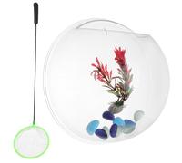 FIXOSHEE Acuario Colgante Transparente Soporte de Pared Macetero Acrílico Ligero para Plantas y Peces Betta Instalación Sencilla y Accesorios Incluidos para Decoración Interior