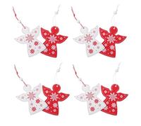 FIXOSHEE Ángeles Colgantes de Madera para Árbol de Navidad 20 Piezas 10 Rojos Nº3 10 Blancos Nº4 Adornos Navideños Resistentes Orificio para Colgar Decoración para Fiesta y Hogar