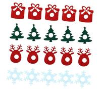 FIXOSHEE Anillos de Fieltro para Copas de Vino Navideños 40 Piezas Diseño de Copas Marcadores Reutilizables para Bebidas Identificadores para Fiestas y Cenas de Navidad