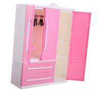 FIXOSHEE Armario para Muñecas 30 Cm con 10 Perchas para Ropa, Mueble Miniatura para Guardar Vestidos y Atuendos, Organizador Funcional para Casa de Muñecas, Accesorios Infantiles