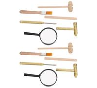 FIXOSHEE Arqueológico Infantil Herramientas Excavación Resistentes Kit Educativo con Martillos Cinceles Pinceles y Lupa para Exploración Fósiles y Gemas Juguetes Científicos