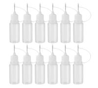 FIXOSHEE Botella Aplicadora de Precisión PE 5 Ml Set 12 Frascos Punta de Aguja para Aceite y Pegamento Frascos Dispensadores sin Fugas para Manualidades y Uso Industrial